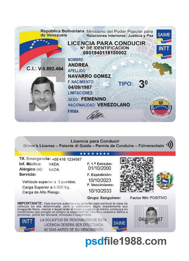 Venezuela Driving License 2023-Present